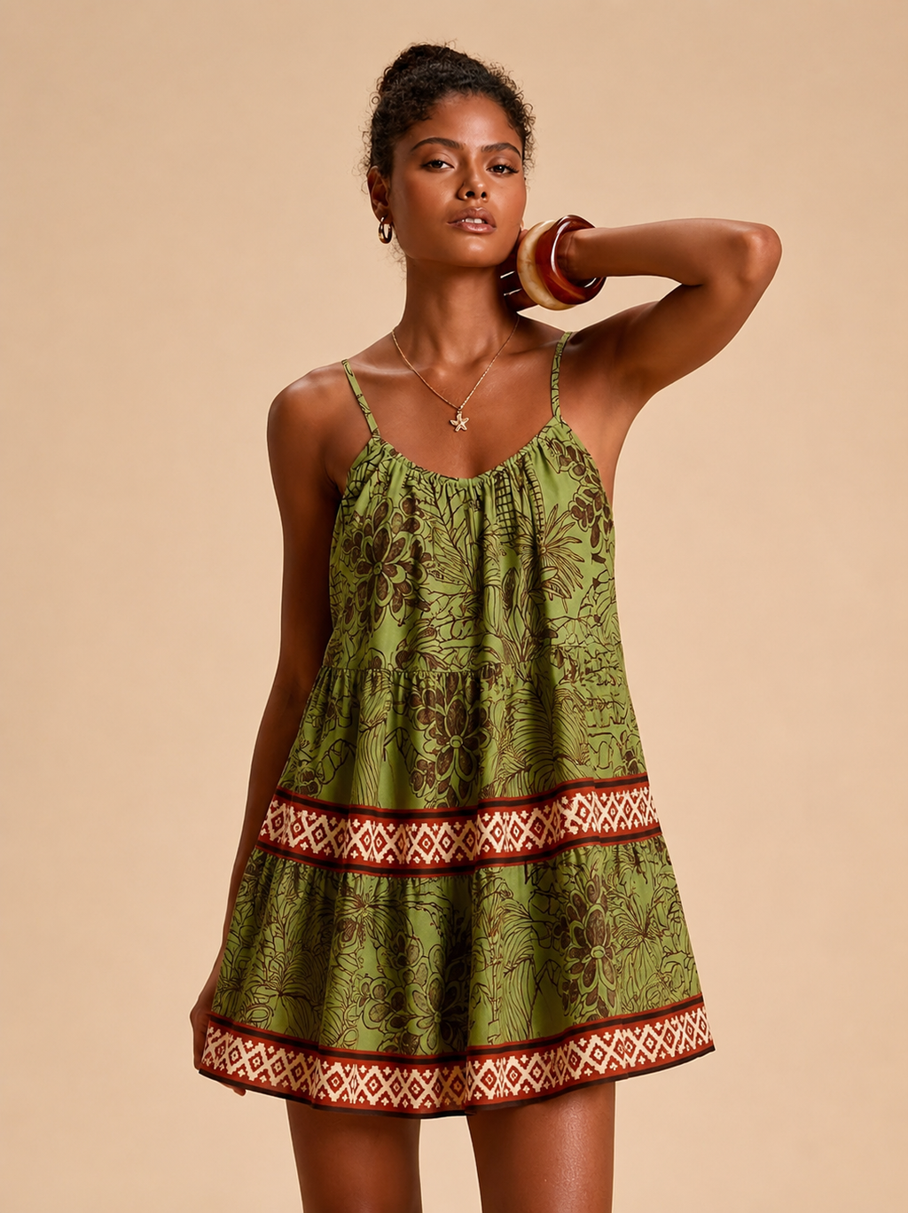 Ariadna | Vestido Corto de Verano Estampado Tropical Mujer Tirantes