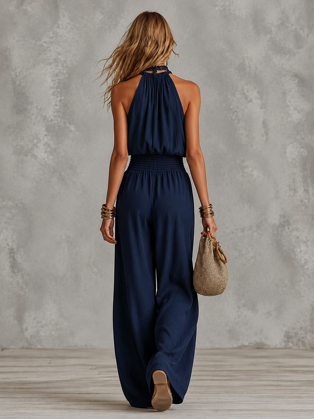 Esperanza | Conjunto Elegante de Verano Top Cuello Alto y Pantalón Palazzo Mujer