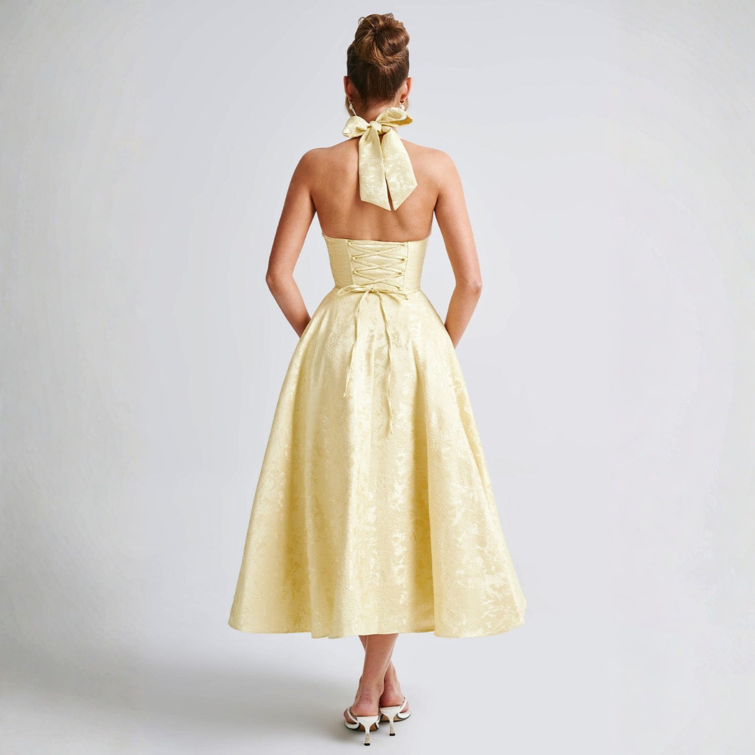 Valentina | Vestido Halter Largo Dama de Honor | Falda Voluminosa