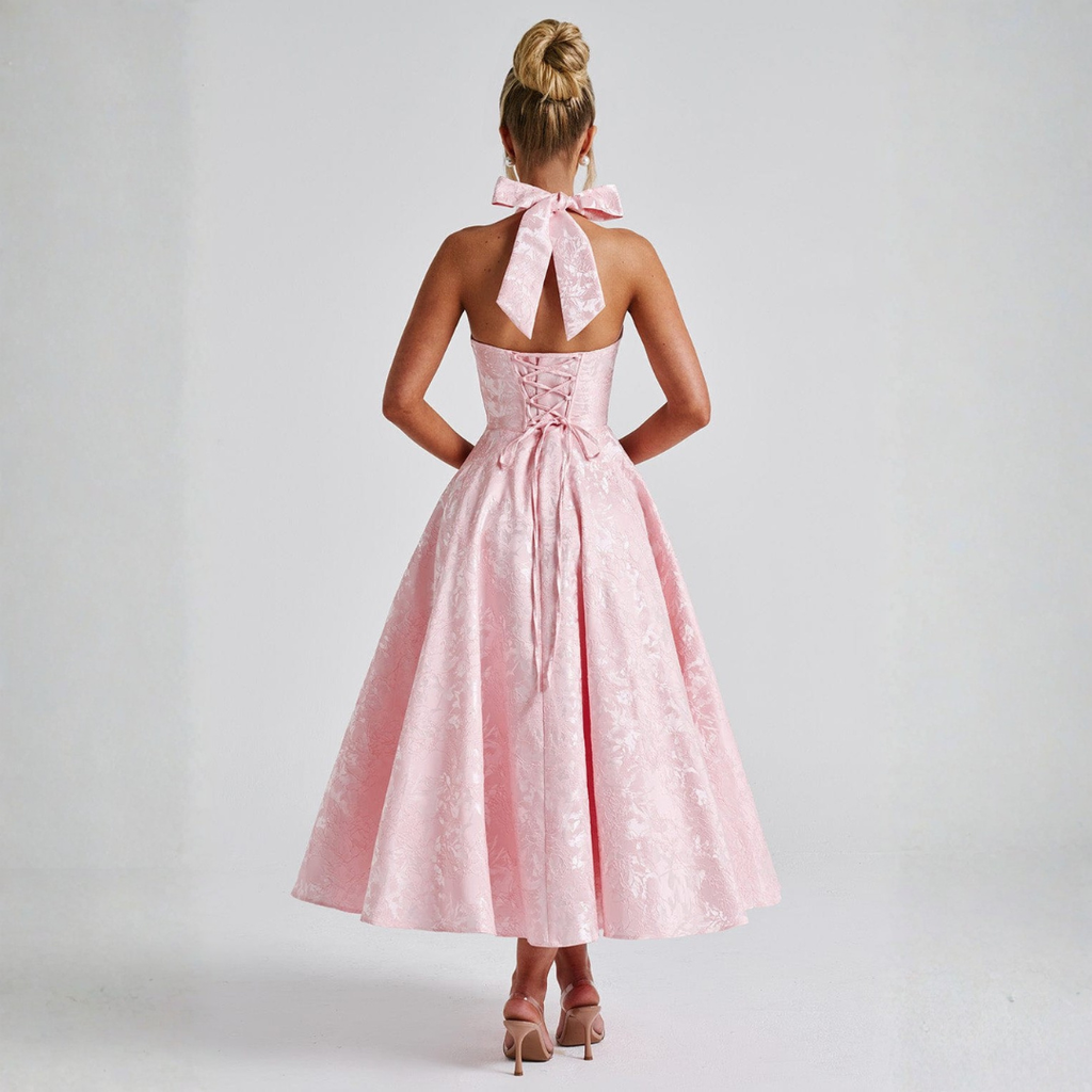 Valentina | Vestido Halter Largo Dama de Honor | Falda Voluminosa