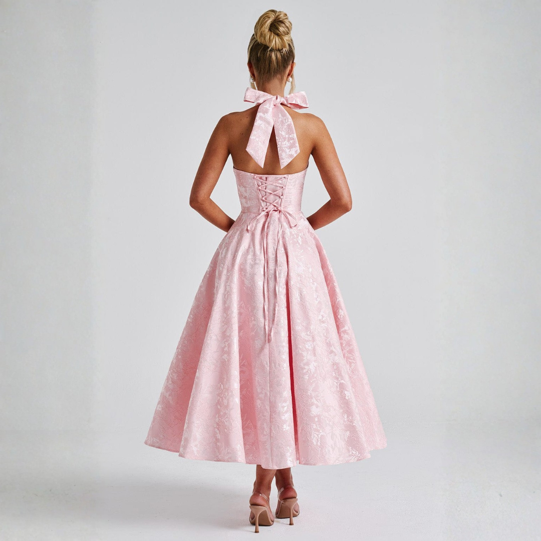 Valentina | Vestido Halter Largo Dama de Honor | Falda Voluminosa