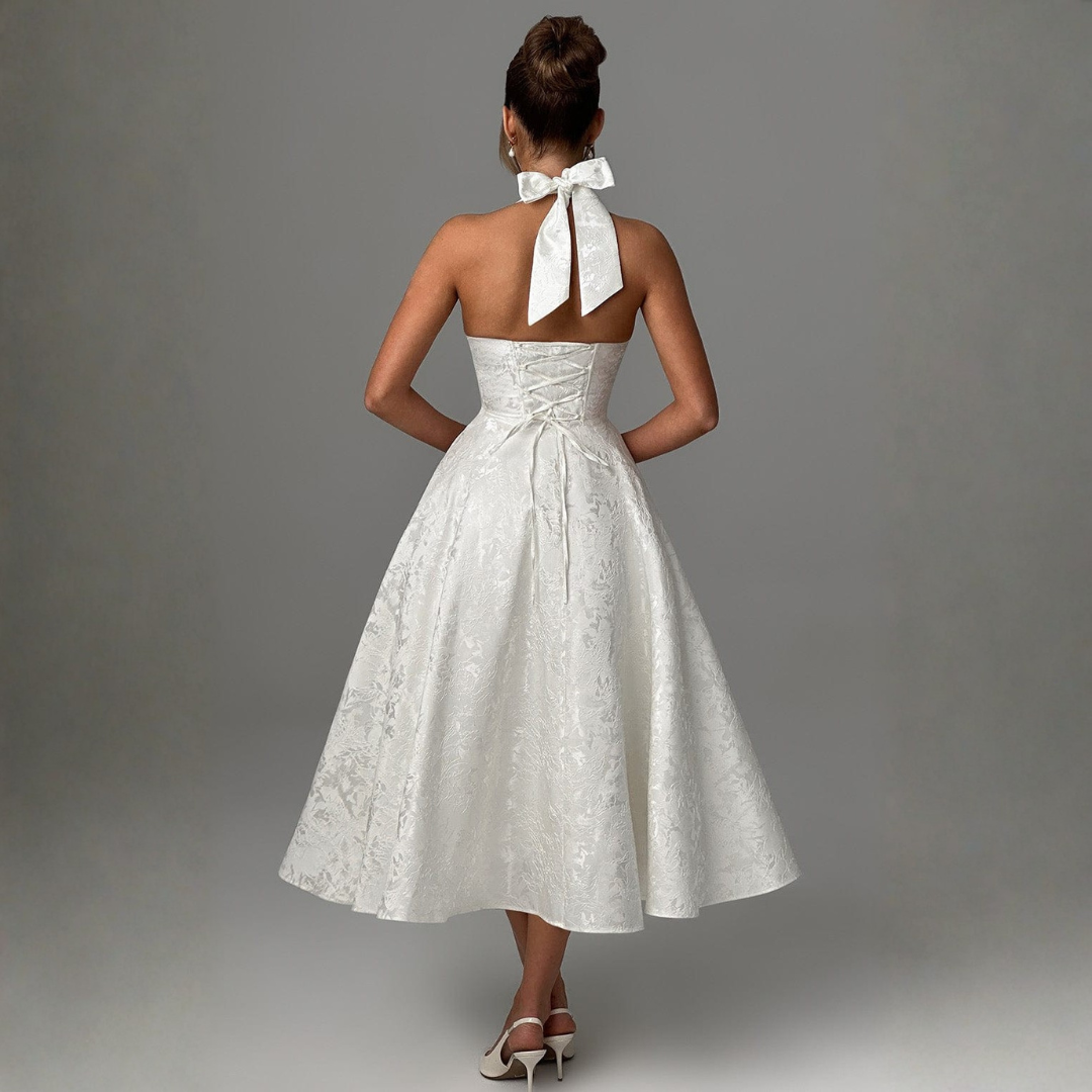 Valentina | Vestido Halter Largo Dama de Honor | Falda Voluminosa
