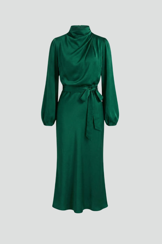 Marta | Vestido Midi Mujer Manga Larga Cuello Alto
