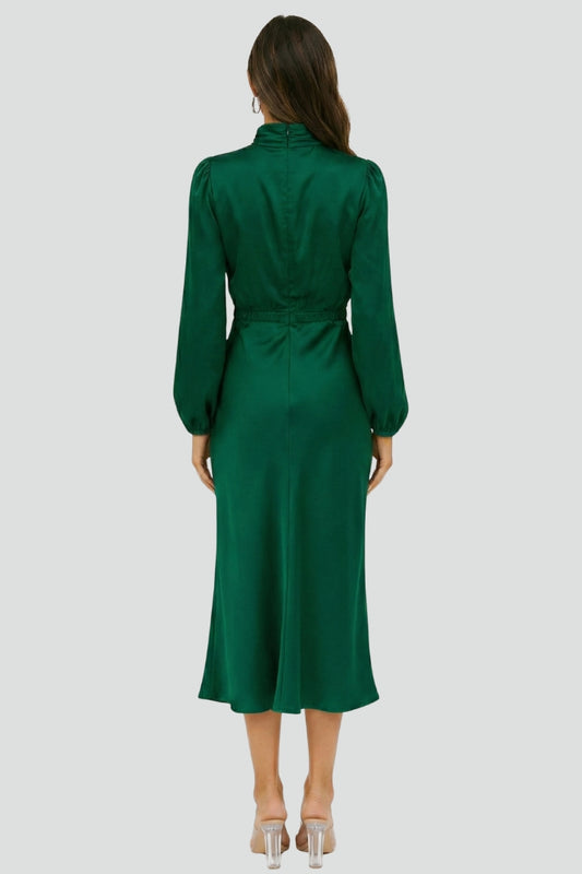 Marta | Vestido Midi Mujer Manga Larga Cuello Alto