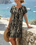 Abril | Vestido Corto Estampado Mujer Escote V Botones