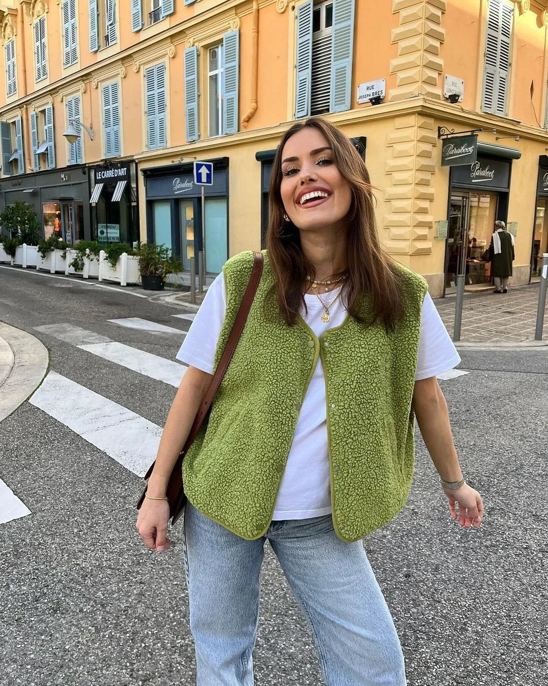 Adriana | Chaleco de Borreguito Mujer Escote V Sin Mangas
