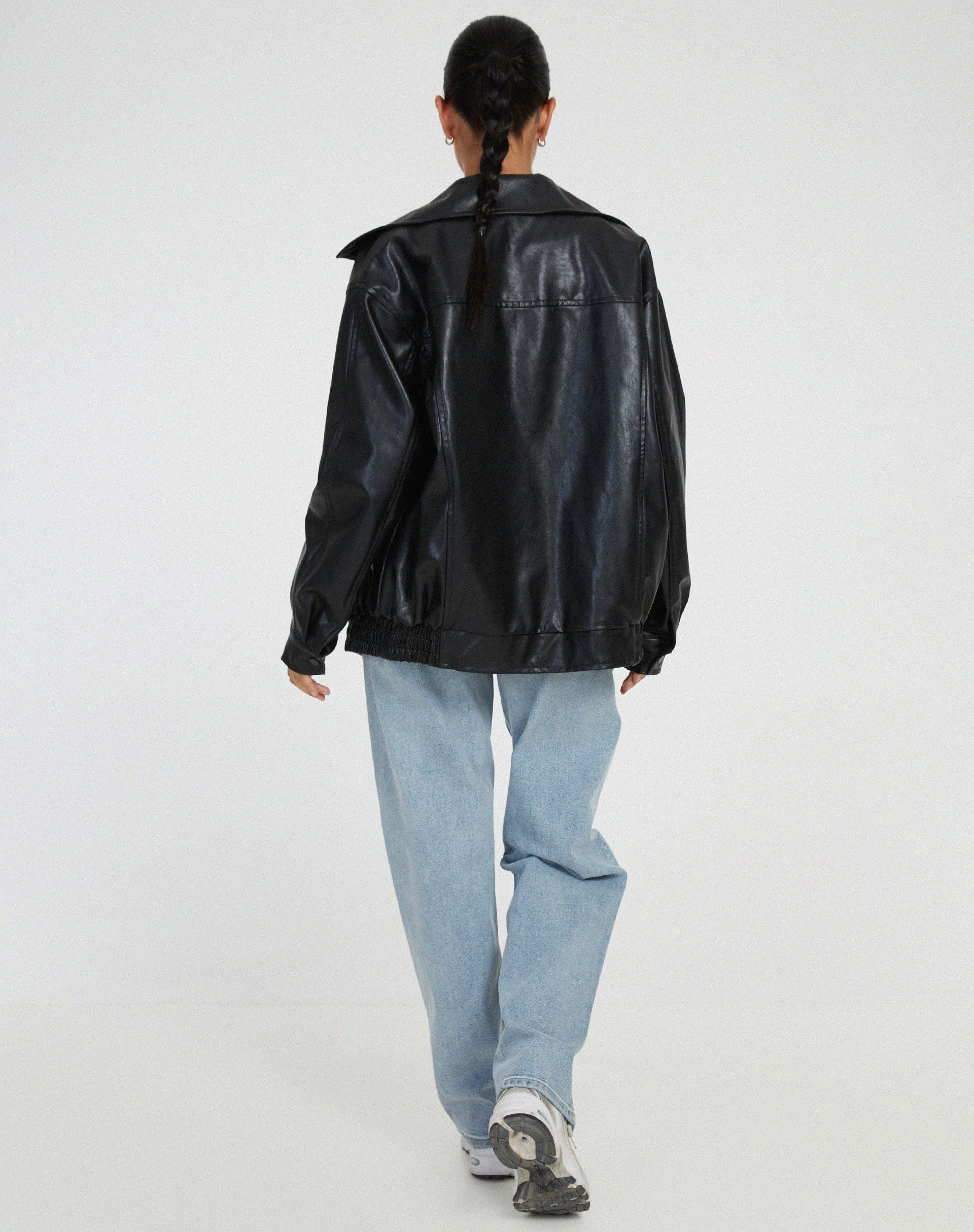Aitana | Chaqueta de Cuero Oversize Biker Mujer Cremallera