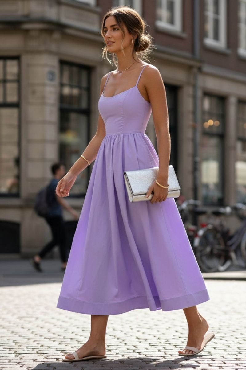 Aitana | Vestido de Boda de Día Midi Mujer Tirantes Corpiño Bolsillos