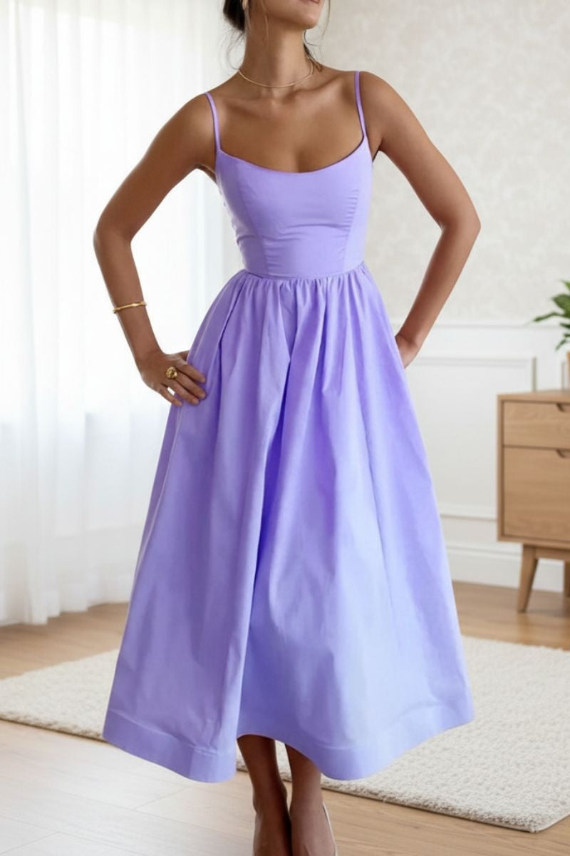 Aitana | Vestido de Boda de Día Midi Mujer Tirantes Corpiño Bolsillos