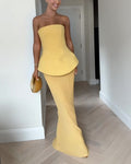 Alicia | Vestido Largo Palabra de Honor Mujer Texturizado