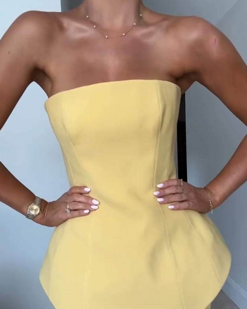 Alicia | Vestido Largo Palabra de Honor Mujer Texturizado