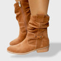 Alma | Botas Camperas de Ante Mujer Caña Media Hebilla