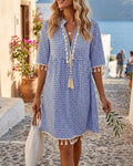 Alma | Vestido Corto de Verano Mujer Estampado Geométrico Flecos