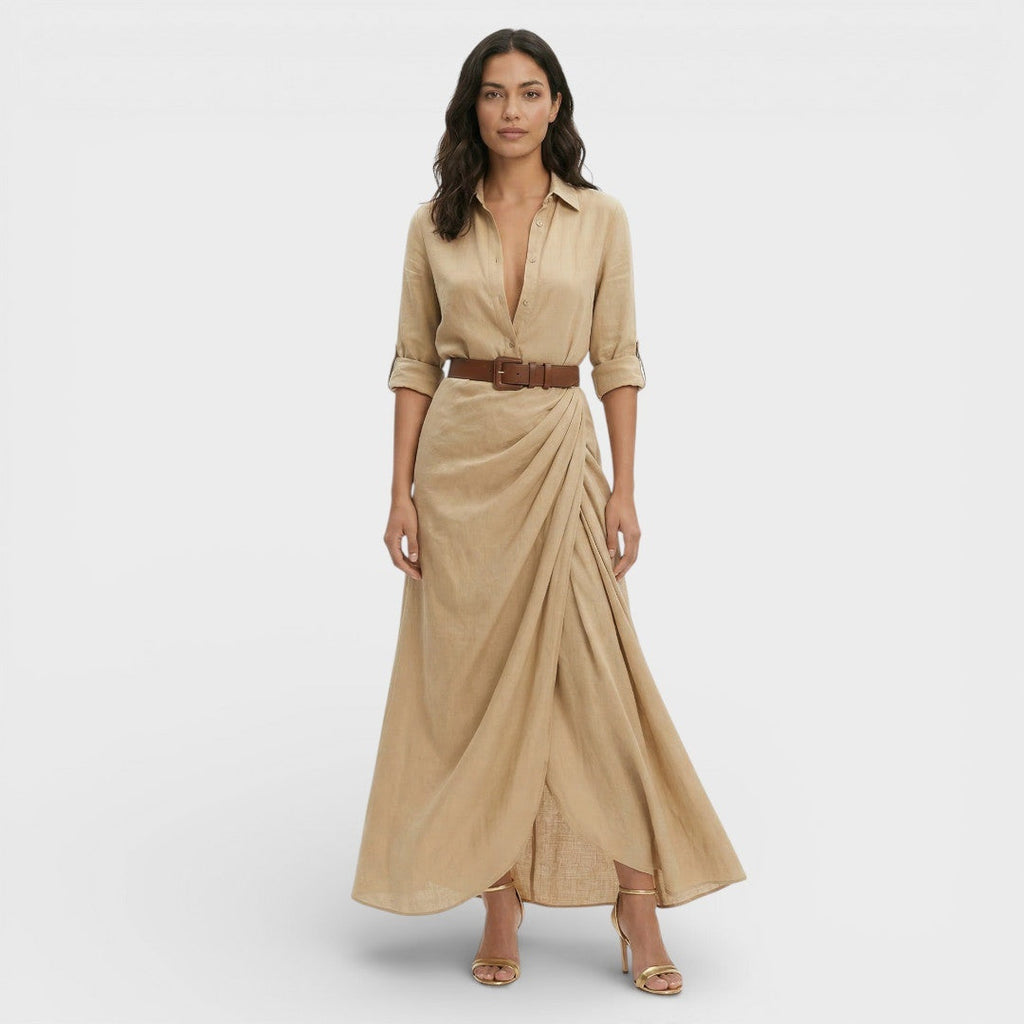 Amparo | Vestido Largo Camisero con Cinturón Mujer