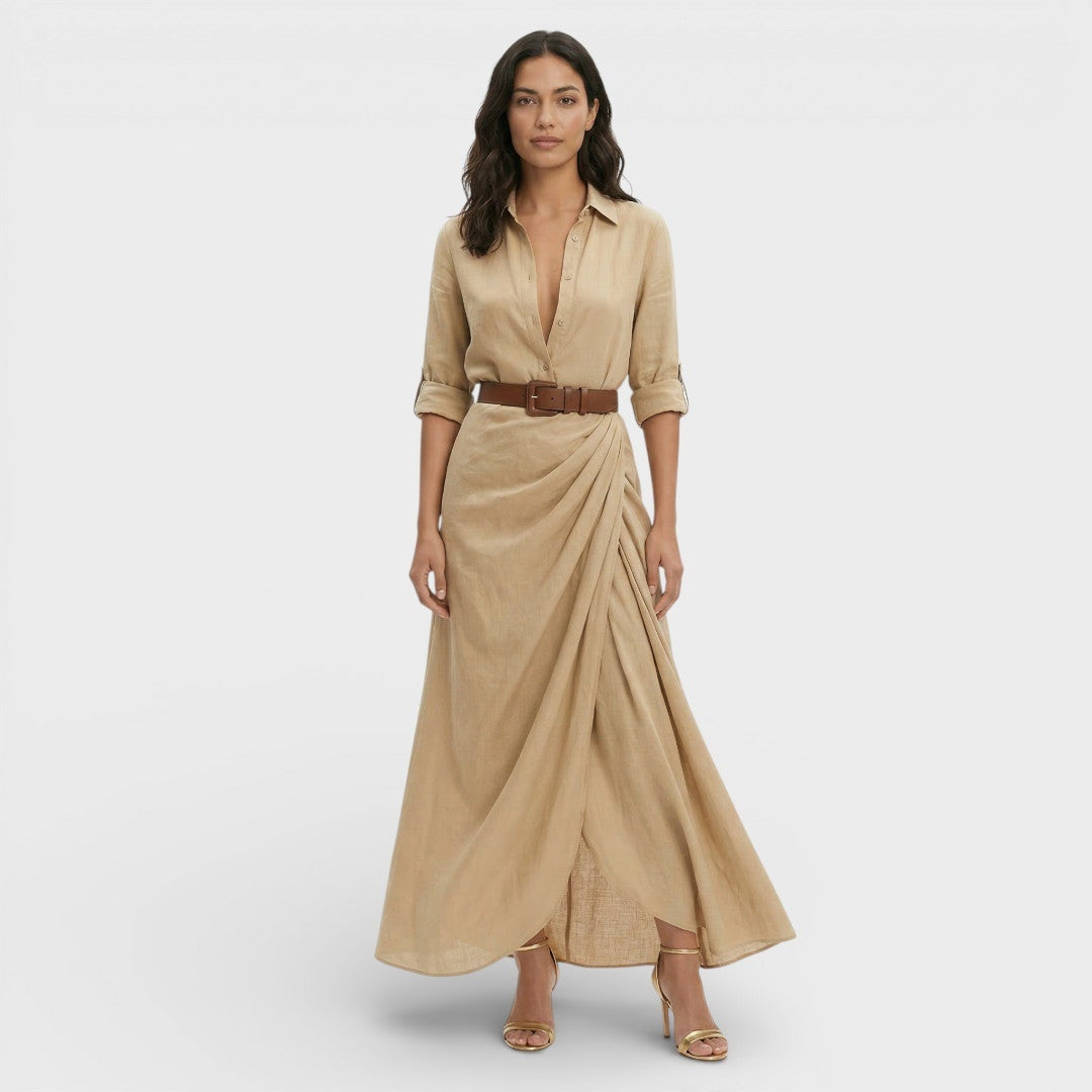 Amparo | Vestido Largo Camisero con Cinturón Mujer