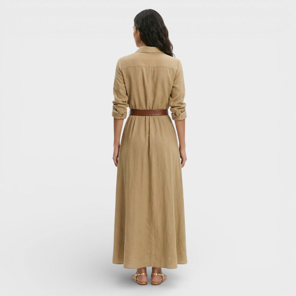 Amparo | Vestido Largo Camisero con Cinturón Mujer
