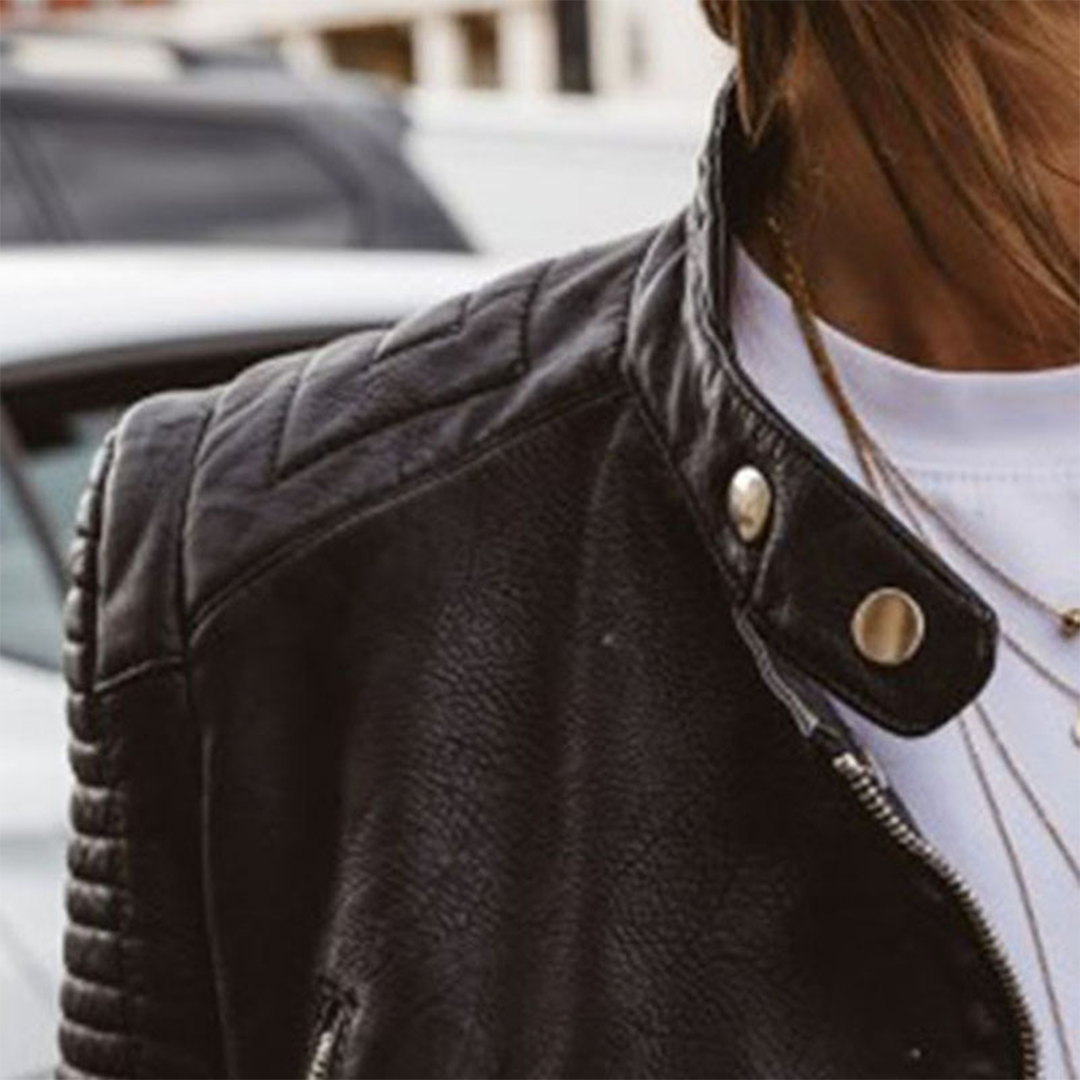 Ariadna | Cazadora Biker de Cuero Mujer Cremallera