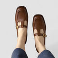 Ariadna | Mary Jane Shoes de Piel Mujer Hebilla Punta Cuadrada