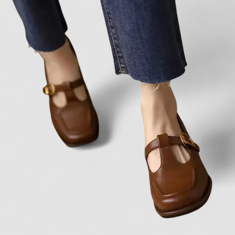 Ariadna | Mary Jane Shoes de Piel Mujer Hebilla Punta Cuadrada