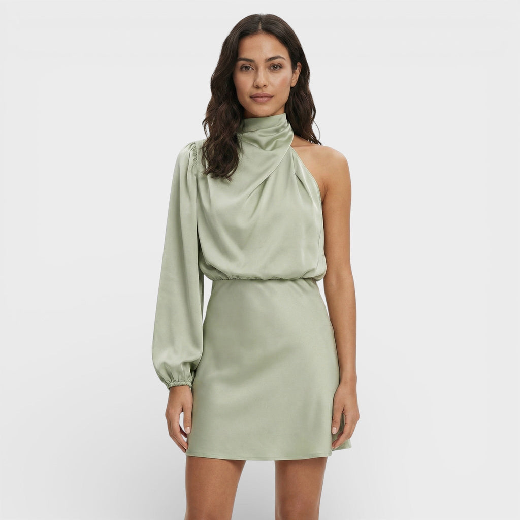 Ariadna | Vestido Corto Asimétrico de Un Hombro Mujer