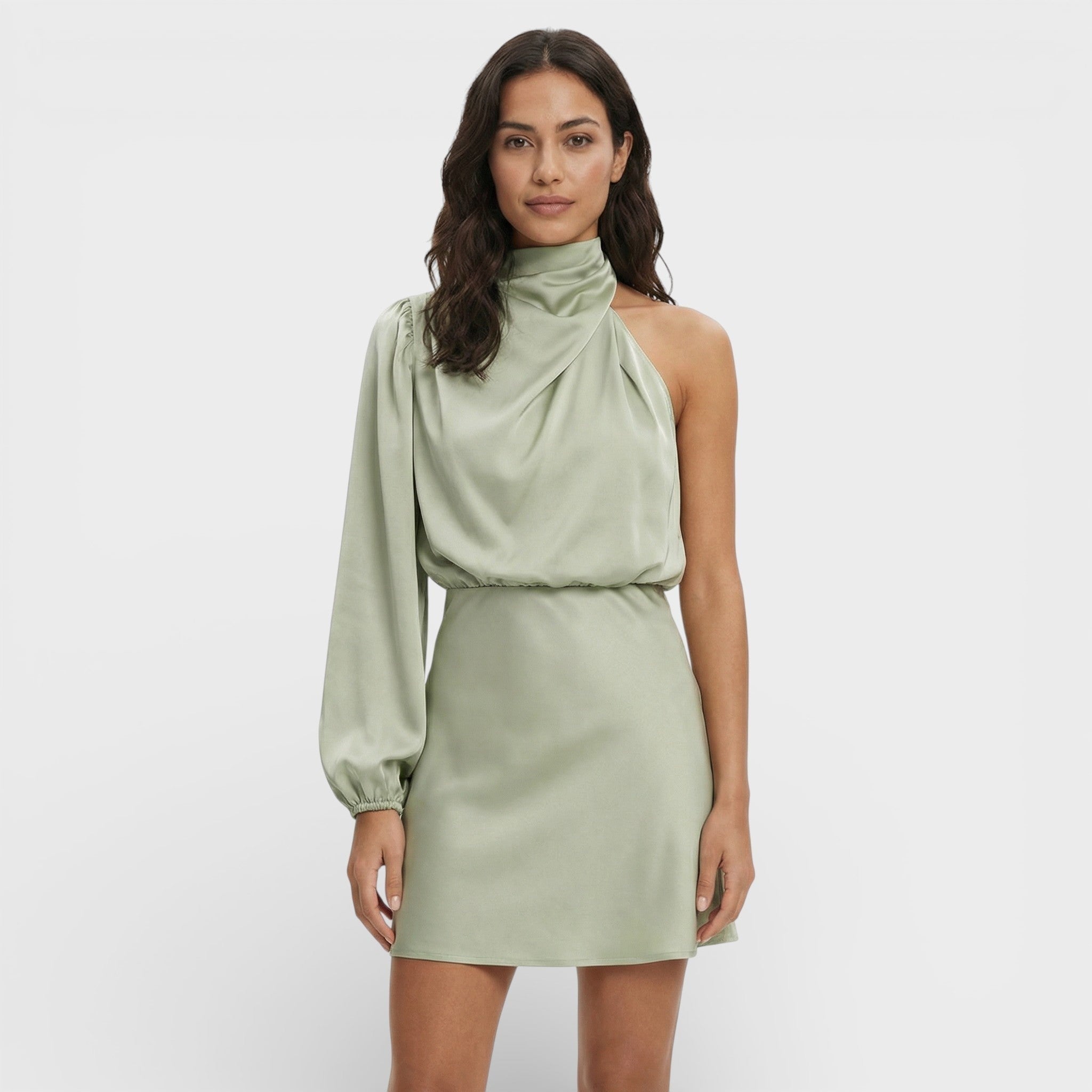 Ariadna | Vestido Corto Asimétrico de Un Hombro Mujer