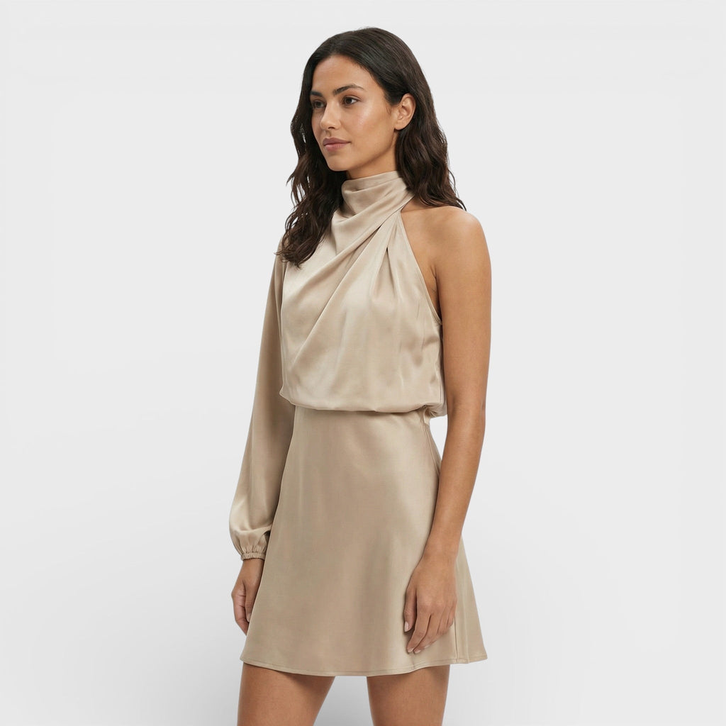 Ariadna | Vestido Corto Asimétrico de Un Hombro Mujer