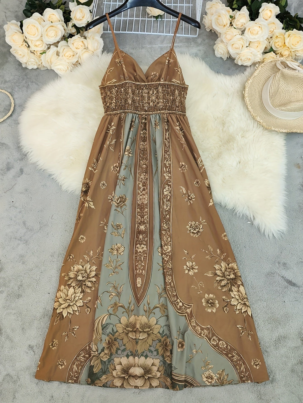 Ariadna | Vestido Largo Estampado Floral Boho Mujer Escote V Tirantes
