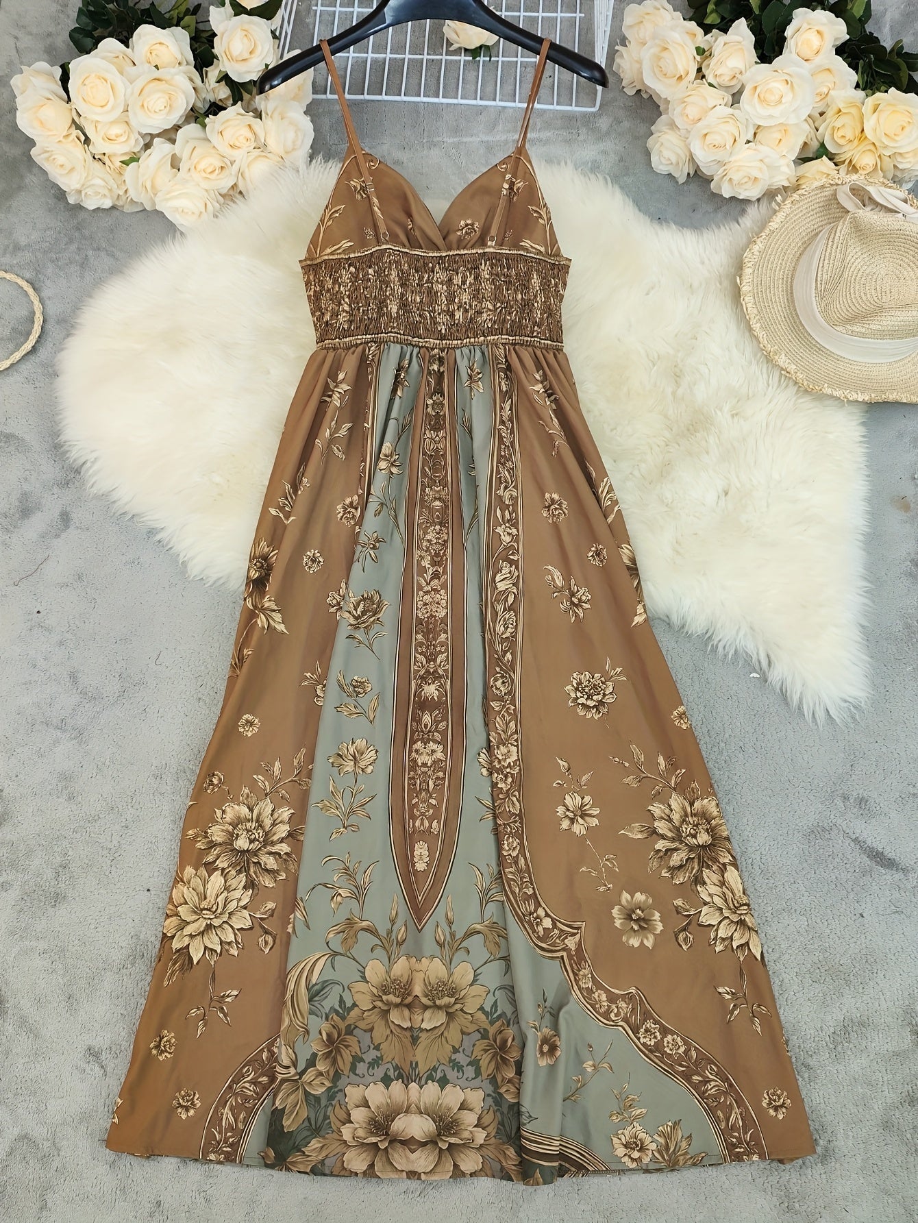 Ariadna | Vestido Largo Estampado Floral Boho Mujer Escote V Tirantes