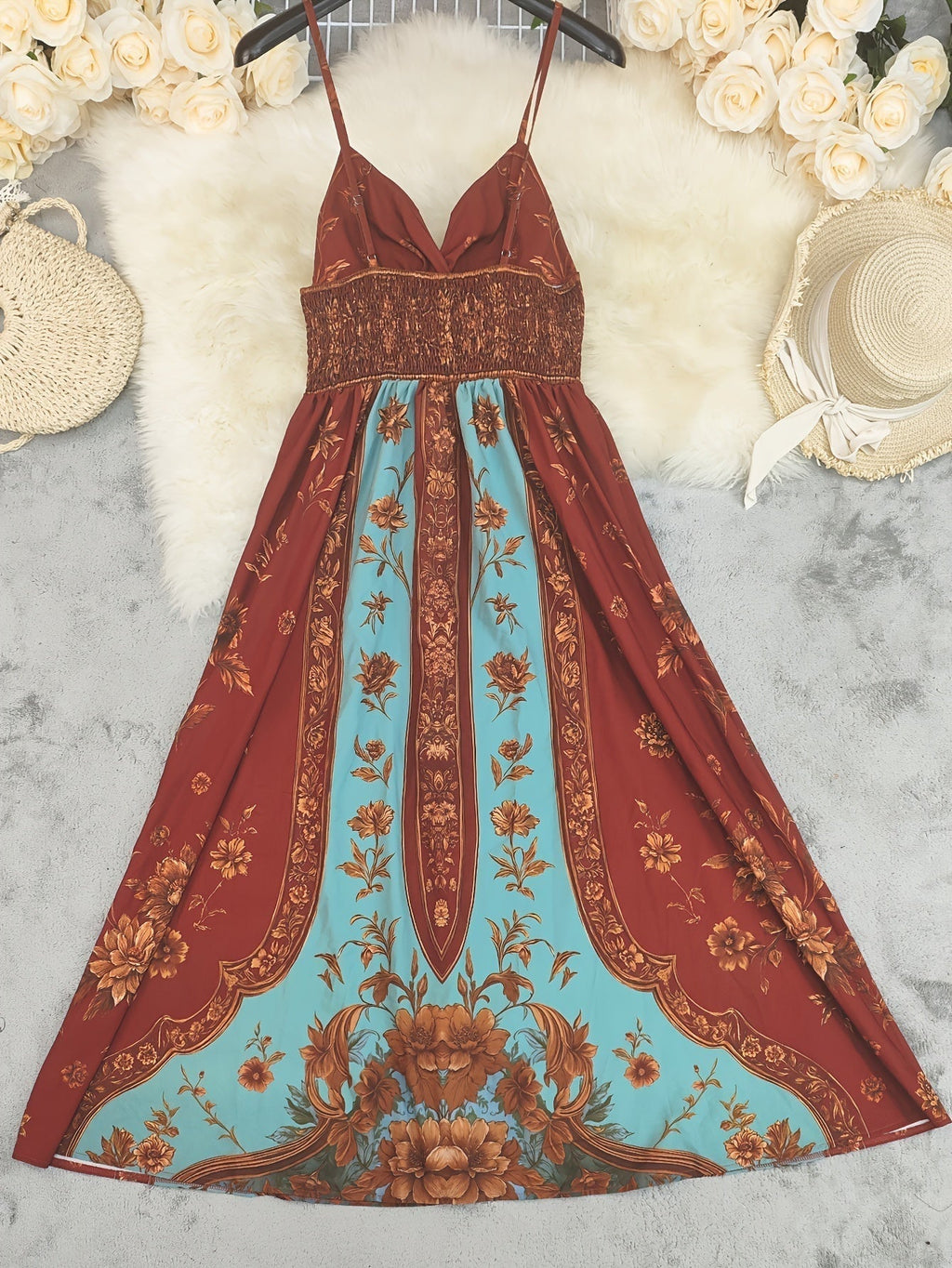 Ariadna | Vestido Largo Estampado Floral Boho Mujer Escote V Tirantes