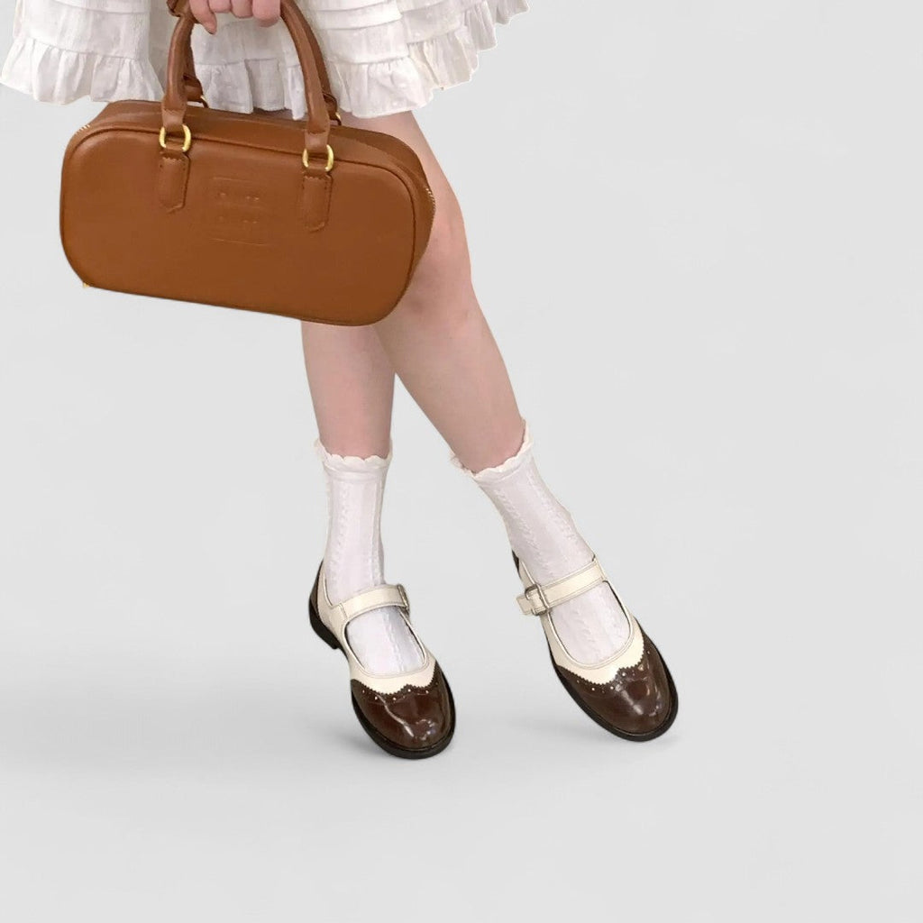 Beatriz | Mary Jane Shoes Mujer Charol Brogue Tacón Bajo