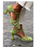 Beatriz | Sandalias de Tacón Romanas Mujer Tiras Ante