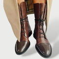 Berta | Botas de Piel con Cordones Caña Media Mujer Cap-Toe