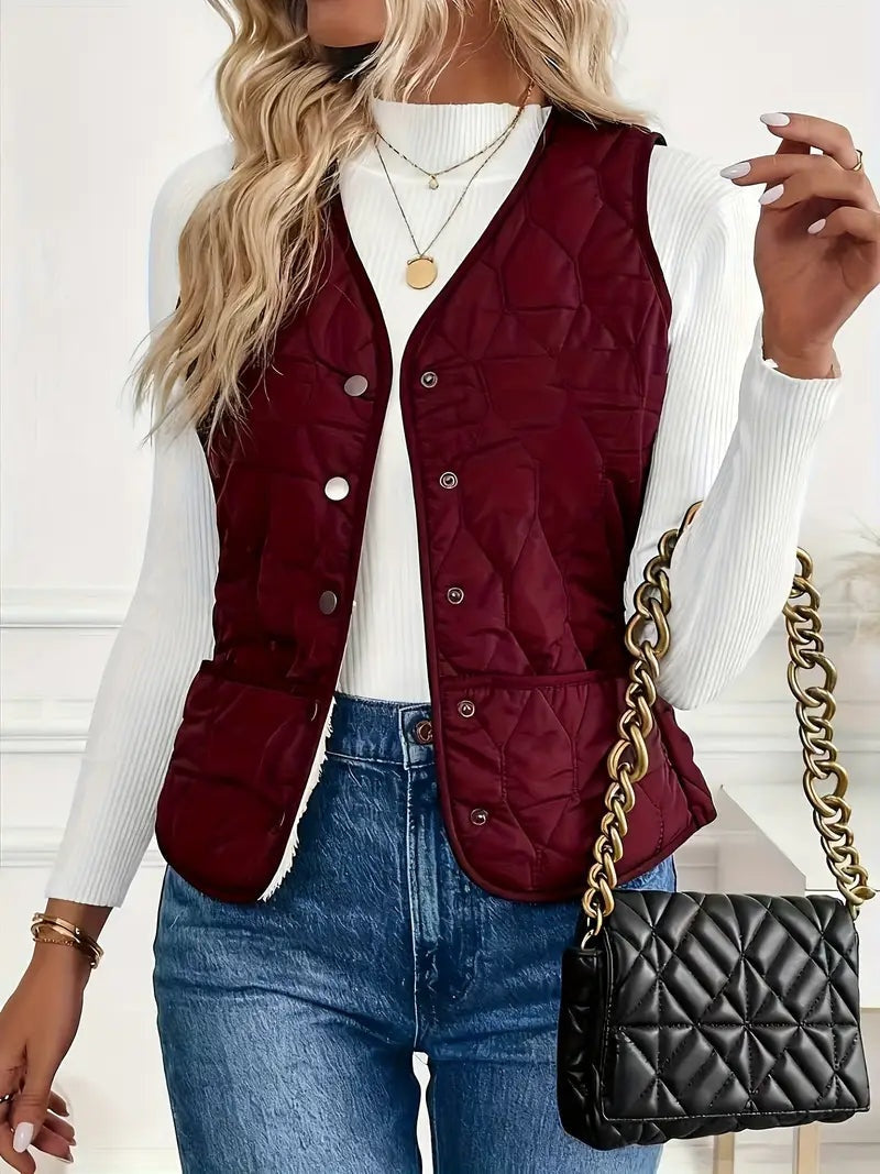 Berta | Chaleco Acolchado Mujer Forro Sherpa Reversible
