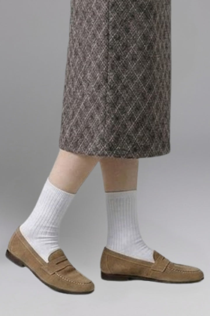 Berta | Mocasines de Ante Penny Loafer Mujer Suela Plana