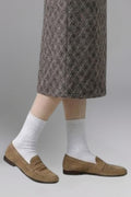 Berta | Mocasines de Ante Penny Loafer Mujer Suela Plana