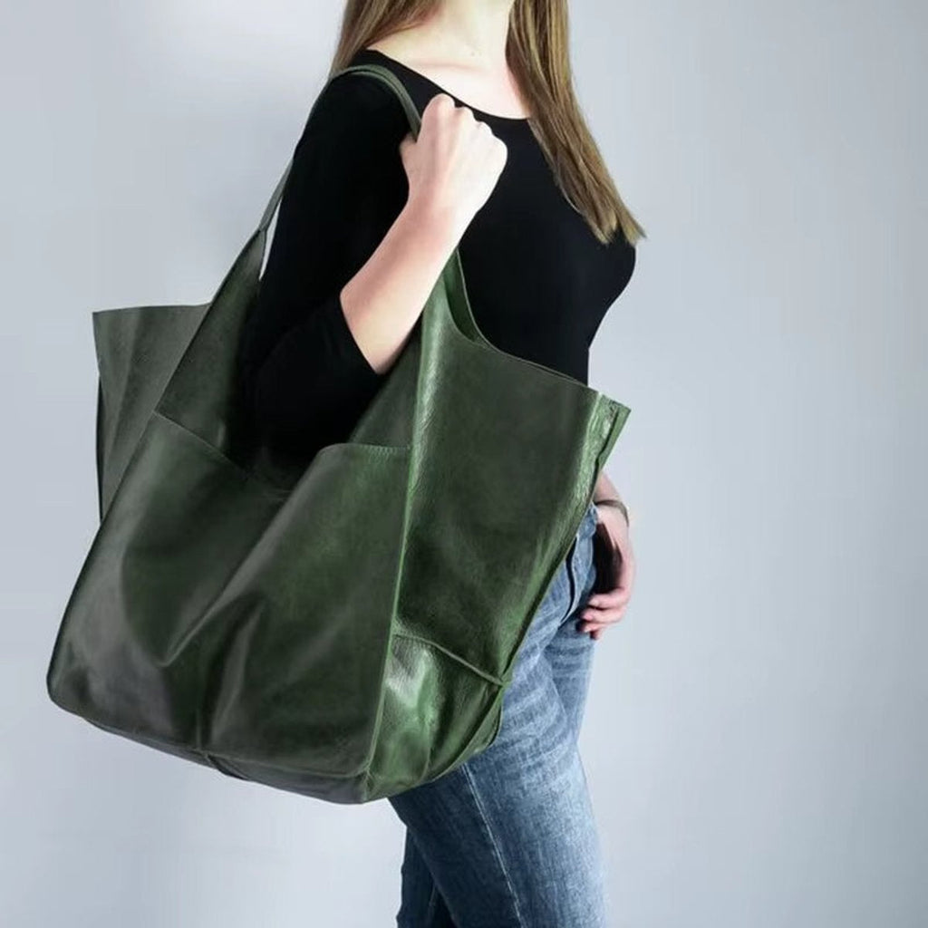 Berta | Tote Bag de Cuero Grande Mujer Bolsillos Exteriores
