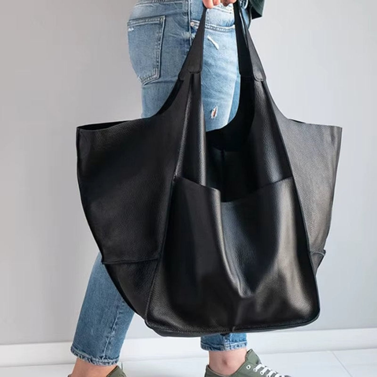 Berta | Tote Bag de Cuero Grande Mujer Bolsillos Exteriores