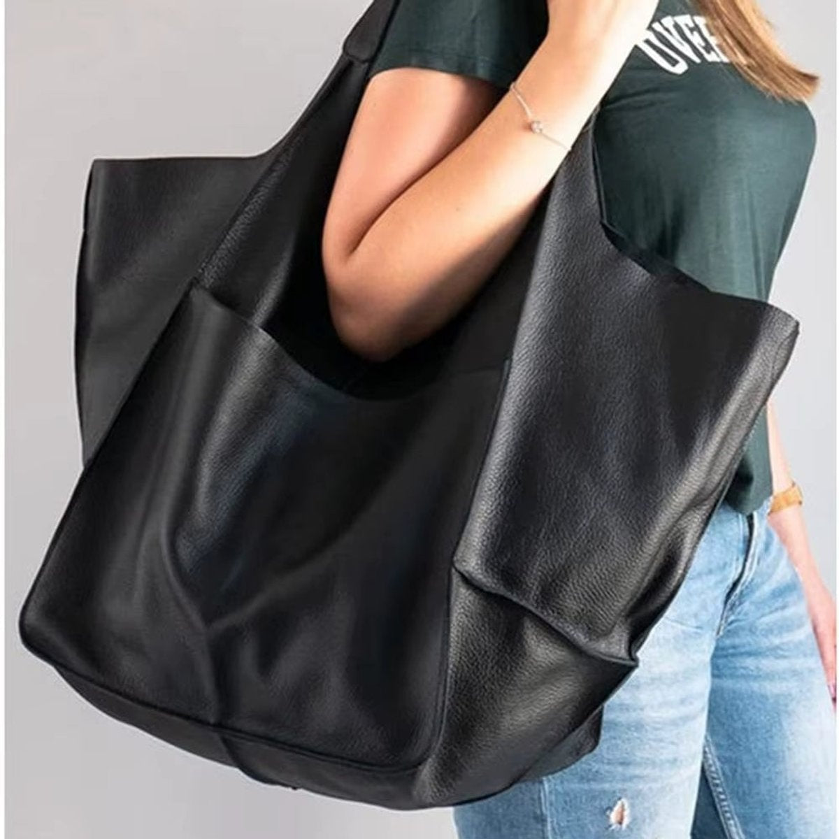 Berta | Tote Bag de Cuero Grande Mujer Bolsillos Exteriores