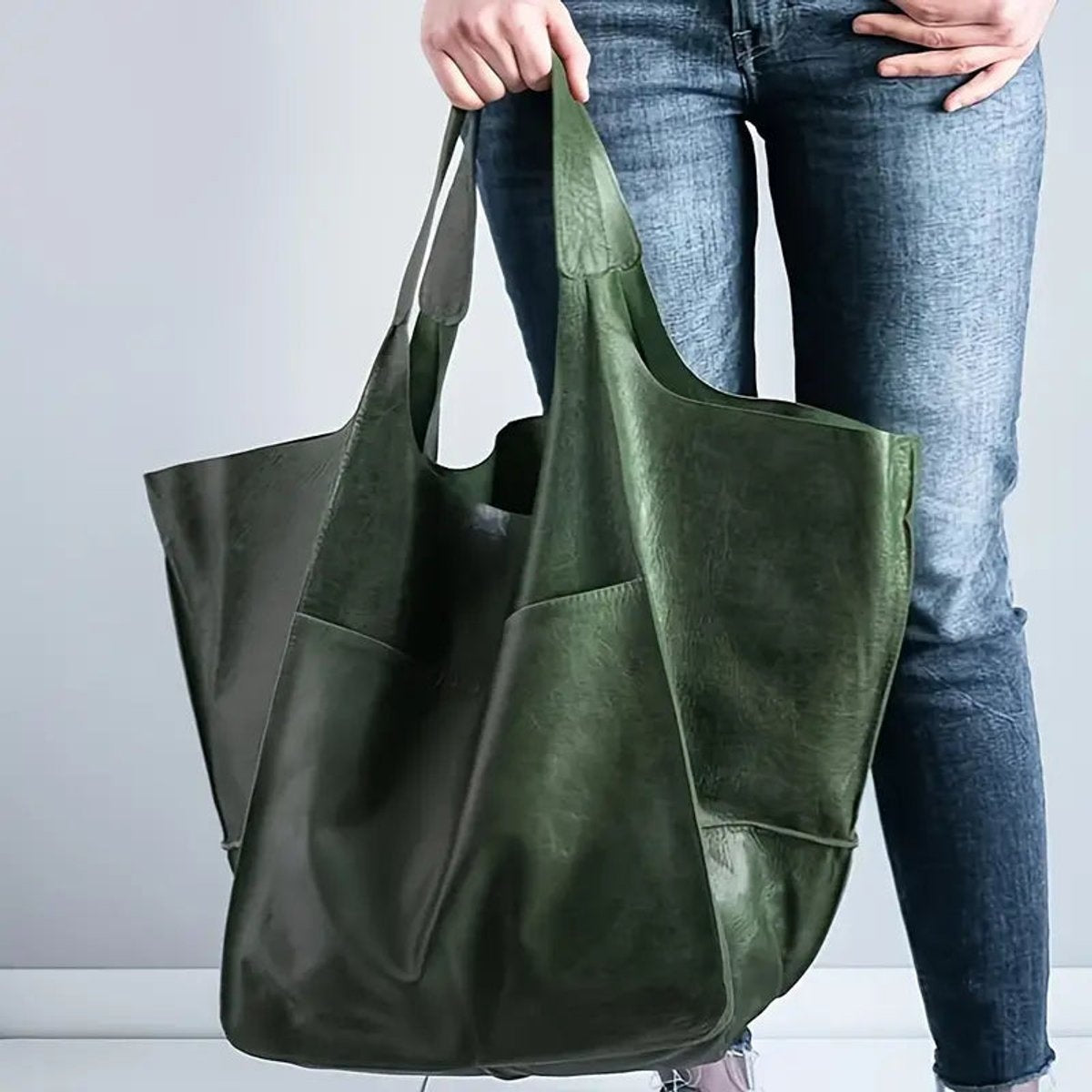 Berta | Tote Bag de Cuero Grande Mujer Bolsillos Exteriores