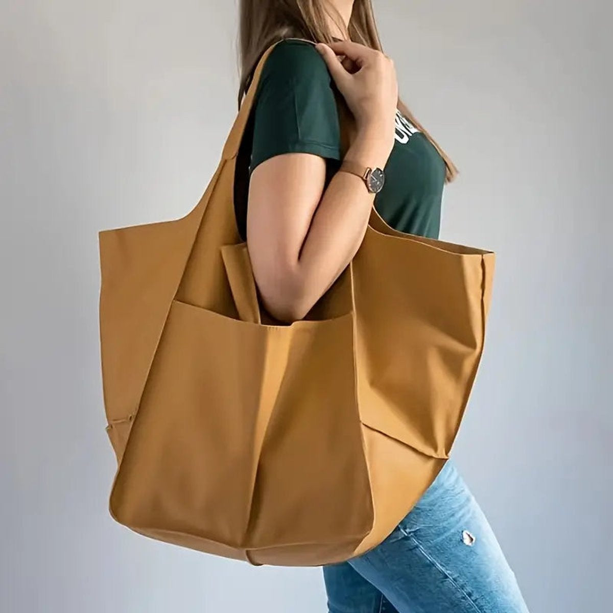 Berta | Tote Bag de Cuero Grande Mujer Bolsillos Exteriores