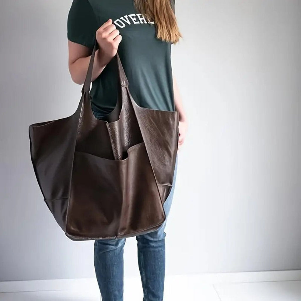 Berta | Tote Bag de Cuero Grande Mujer Bolsillos Exteriores