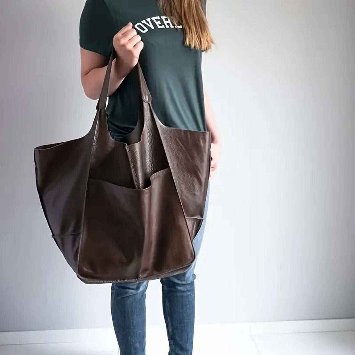 Berta | Tote Bag de Cuero Grande Mujer Bolsillos Exteriores