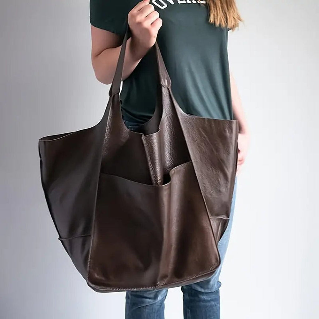 Berta | Tote Bag de Cuero Grande Mujer Bolsillos Exteriores