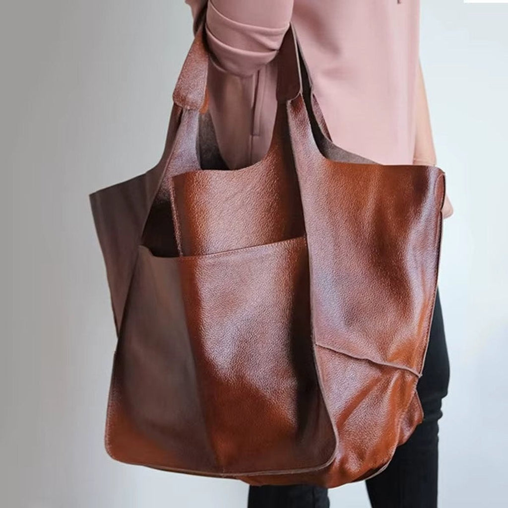Berta | Tote Bag de Cuero Grande Mujer Bolsillos Exteriores