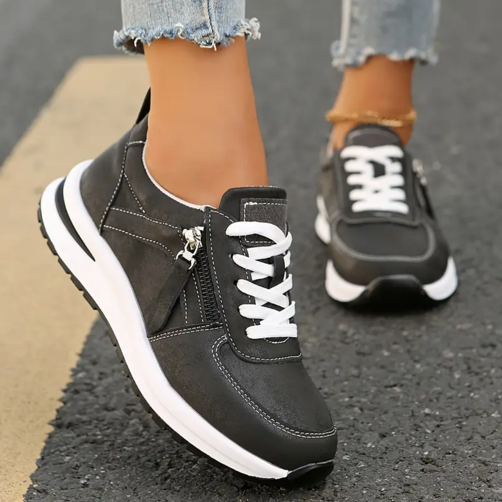Berta | Zapatillas de Vestir Mujer con Cremallera Lateral Cordones