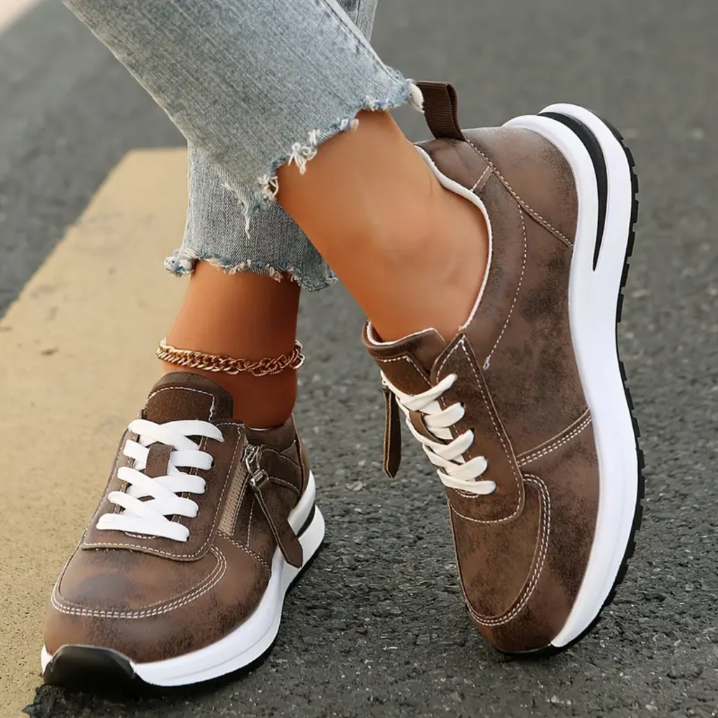 Berta | Zapatillas de Vestir Mujer con Cremallera Lateral Cordones