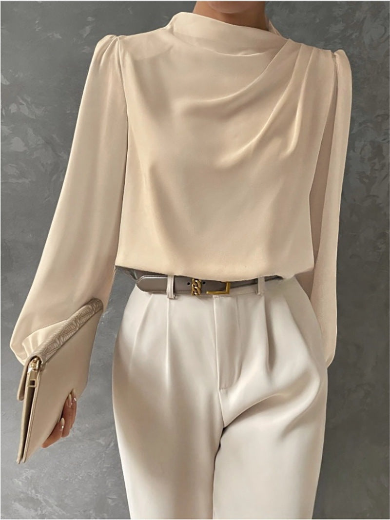 Consuelo | Blusa Elegante de Manga Larga Mujer Cuello Drapeado