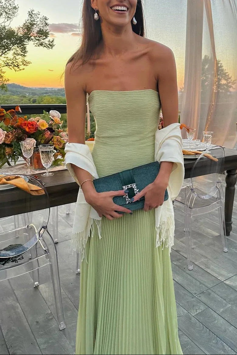 Candela | Vestido Largo Plisado Palabra de Honor Mujer