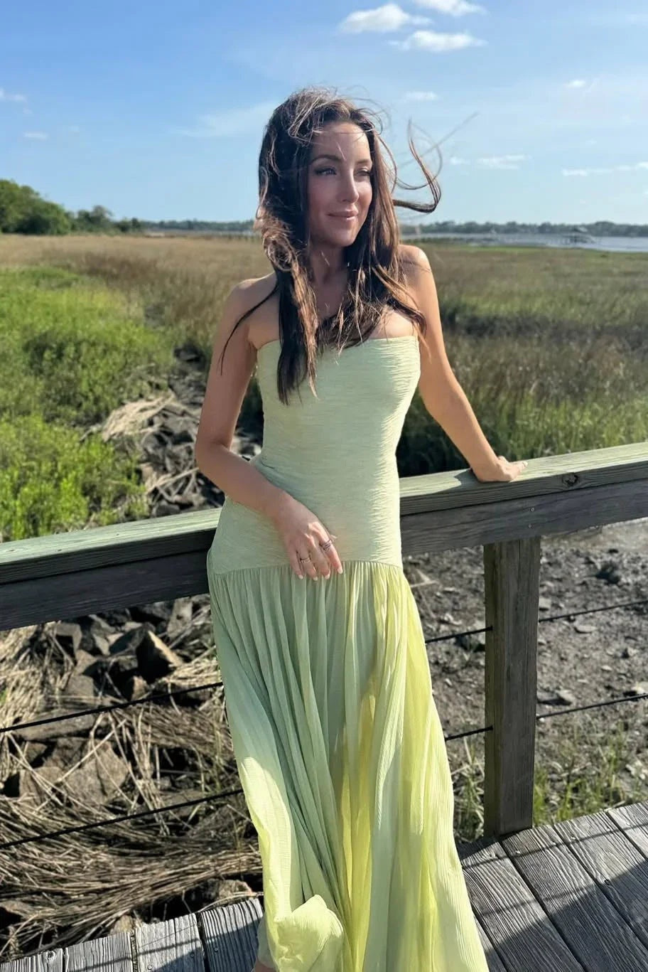 Candela | Vestido Largo Plisado Palabra de Honor Mujer