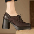 Candela | Zapatos Oxford de Tacón Bloque Mujer Cordones Plataforma